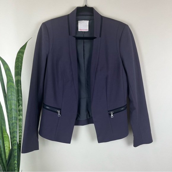 Rebecca Taylor Open Front Silk Blend Peplum Blazer with Zipper Waist Details - Picture 5 of 16